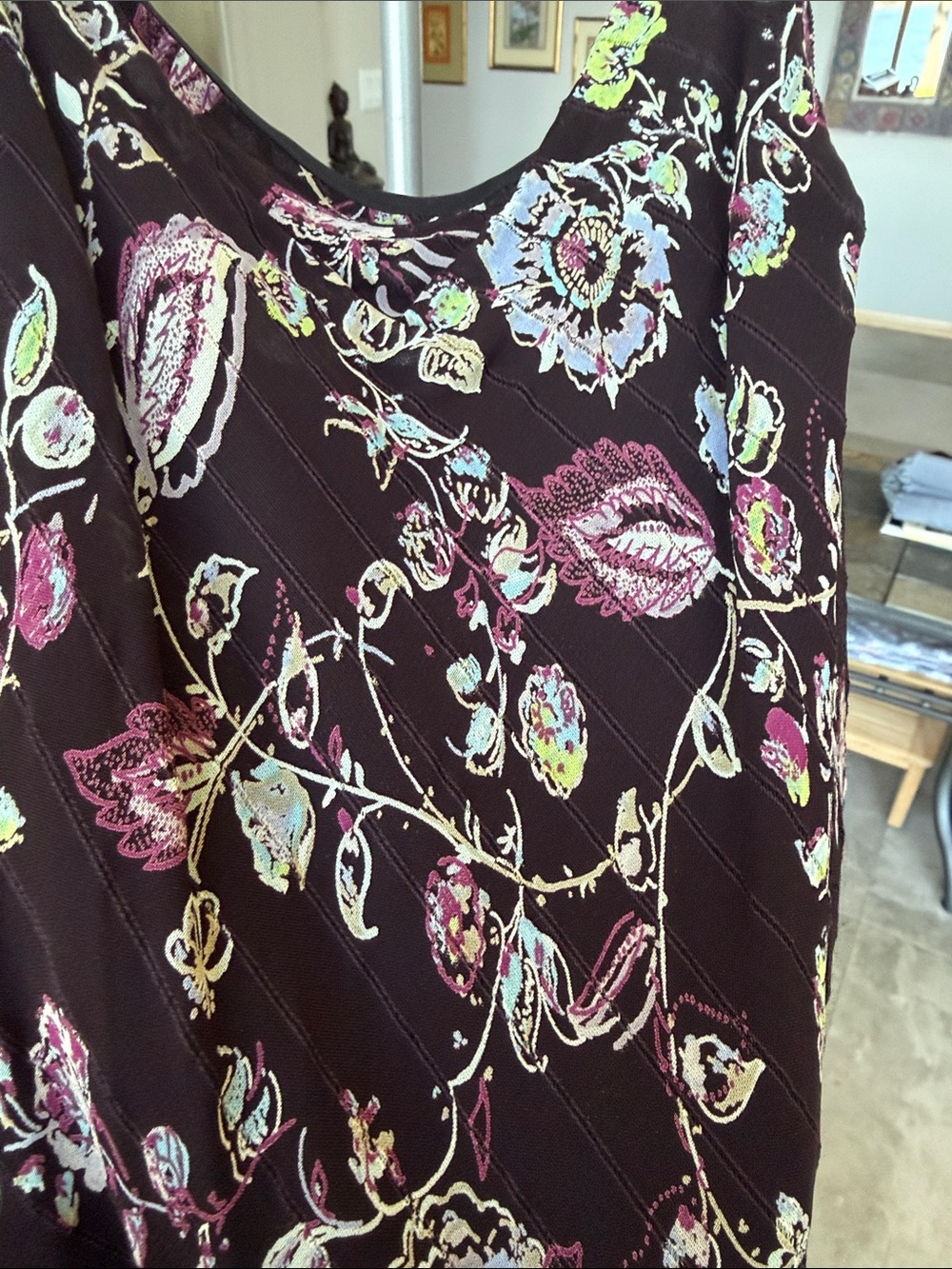 Lily floral spaghetti strap dress- black purple blue lilac size M - Picture 2 of 7